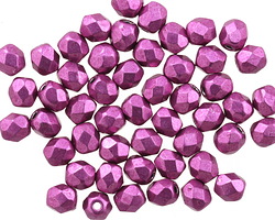 Czech Glass ColorTrends: Sueded Gold Fuchsia Red Fire Polished Round 4mm