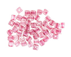 Czech Glass Textured Pink Luster Cube 3mm
