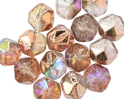 Czech Glass Crystal AB w/ Copper English Cut Bead 8x10mm
