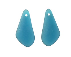 Peacock Blue Beach-Style Glass Fancy Drop Pendant Pair 12x24mm