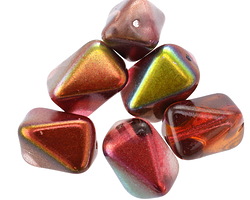 Czech Glass Autumn Sunset Meteorite Rectangle Bead 14x11mm