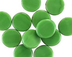 Czech Glass Grass Green Silk Picasso Coin 12mm