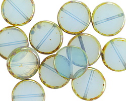 Czech Glass Blue Opal Picasso Coin 12mm