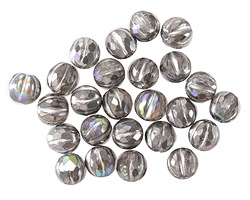 Czech Glass Crystal AB w/ Silver Faceted Melon Round 6mm