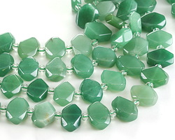Green Aventurine Side-Drilled Faceted Flat Slab 12x15-16mm