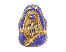 Czech Glass Cobalt w/ Gold "See No Evil" Monkey Focal Bead 16x22mm