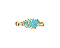 24K Gold (plated) Aqua Enamel Triton Shell Focal Link 23x8mm