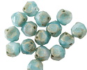 Czech Glass Textured Aquamarine Waters w/ Gold Wash Chandelier Cut 8mm