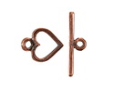 Mykonos Antique Copper (plated) Heart Toggle Clasp 14x17mm, 27mm Bar