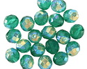 Czech Glass Textured Emerald AB Fire Polished Round 8mm