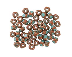 Czech Glass Turquoise Blue w/ Antique Copper Trica Beads 3x4mm