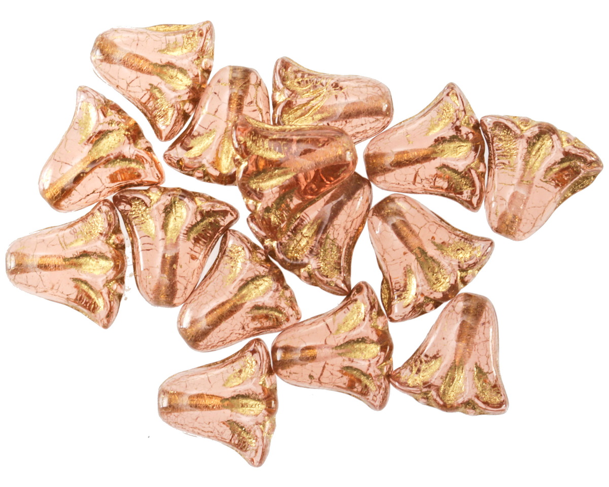 Czech Glass Rosaline w/ Gold Wash Tulip 9mm