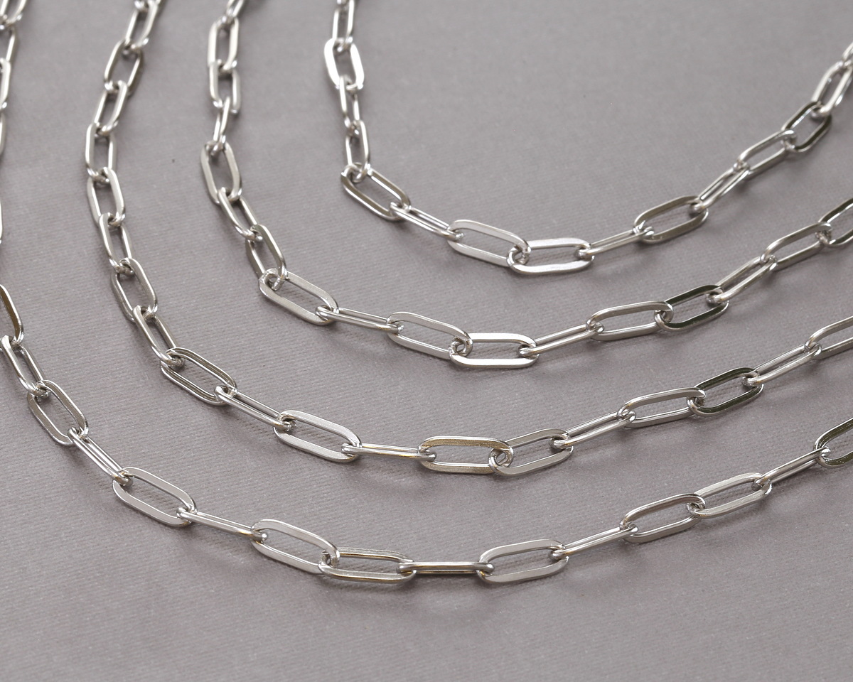 Stainless Steel Flat Paperclip Chain, 11x4mm links, 25ft Spool