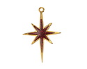 24K Gold (plated) w/ Cherry Red Glitter in Resin Bethlehem Star Pendant 21x30mm