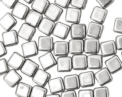Czech Glass Silver Square 6mm