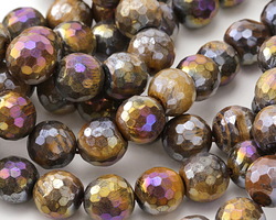 Tiger Eye w/ AB Luster Faceted Round 8mm