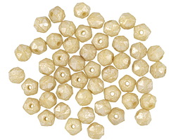 Czech Glass Yellow Ivory w/ Mercury Luster English Cut Bead 4mm