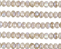 Czech Glass Ivory AB w/ Mercury Finish Fire Polished Rondelle 3x5mm