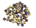 Czech Glass Matte Crystal w/ Blue Rainbow & Gold Fire Polished Round 4mm