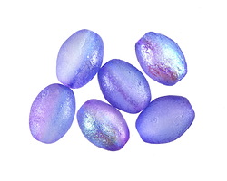 Czech Glass Textured Purple & Blue Dual Coated AB Rice Beads 13x10mm