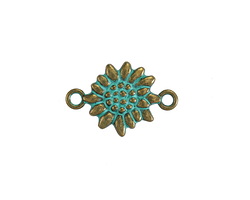 Patina Green Brass (plated) Sunflower Focal Link 21x14mm