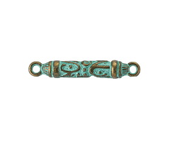 Patina Green Brass Engraved Connector Bar 29x4mm