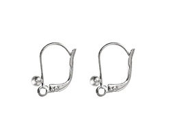 Silver (plated) Leverback Earring w/ 3mm Round Bead 12x15mm