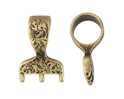 Cymbal Lygia III Antique Brass (plated) Bail for 8/0 Round Seed Beads 18x28mm