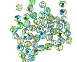 Czech Glass Metallic Seaweed Fire Polished Round 4mm