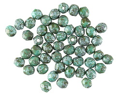 Czech Glass Textured Turquoise Picasso Fire Polished Round 4mm