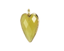Serpentine (natural) Faceted Heart Pendant w/ Gold Finish 13x20mm