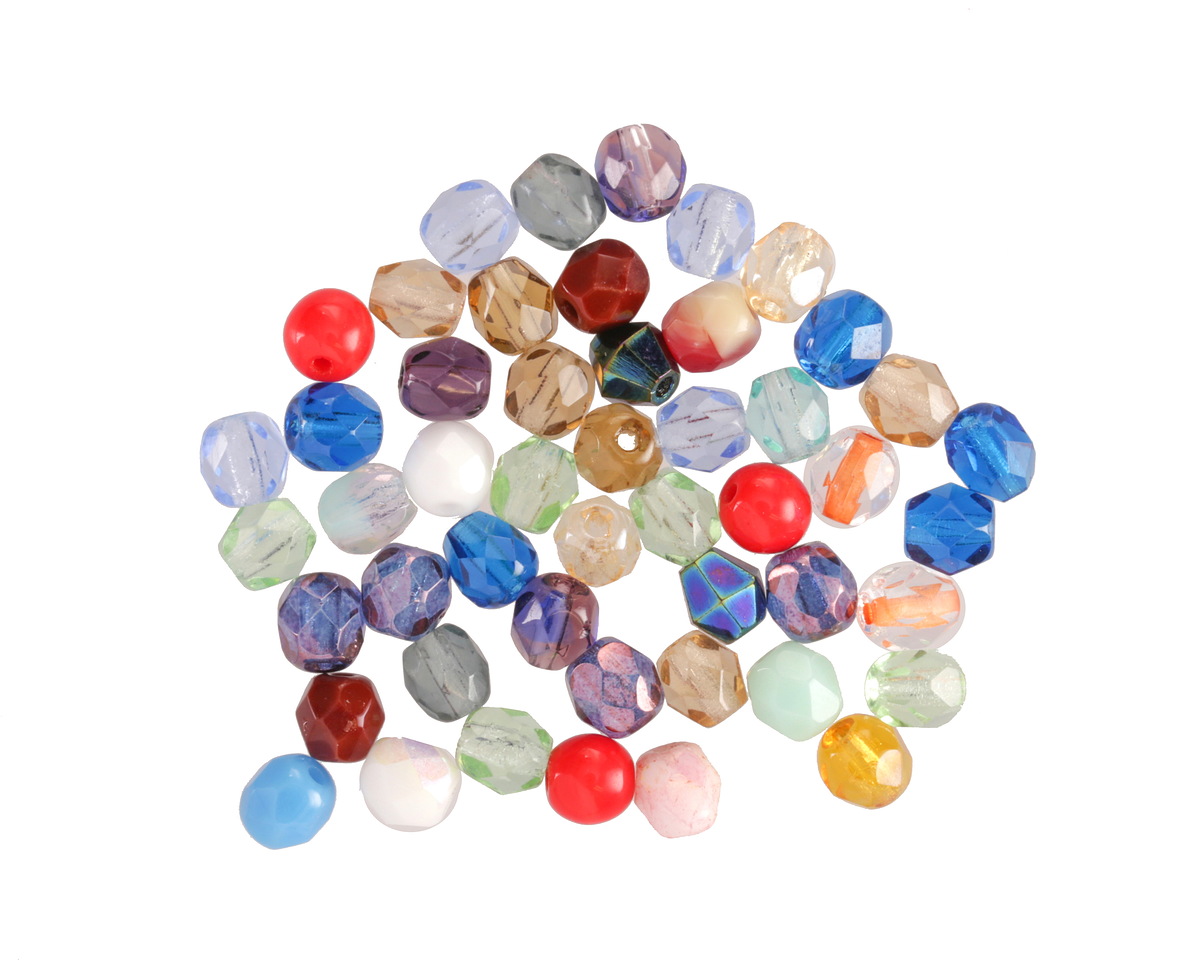 Czech Glass Beach Day Multi Color Mix Fire Polished Round 4mm