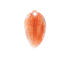 Sunstone Carved Leaf Front Drilled Focal 13-16x23-26mm