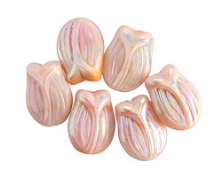 Czech Glass Peppermint Twist AB Tulip 16x12mm