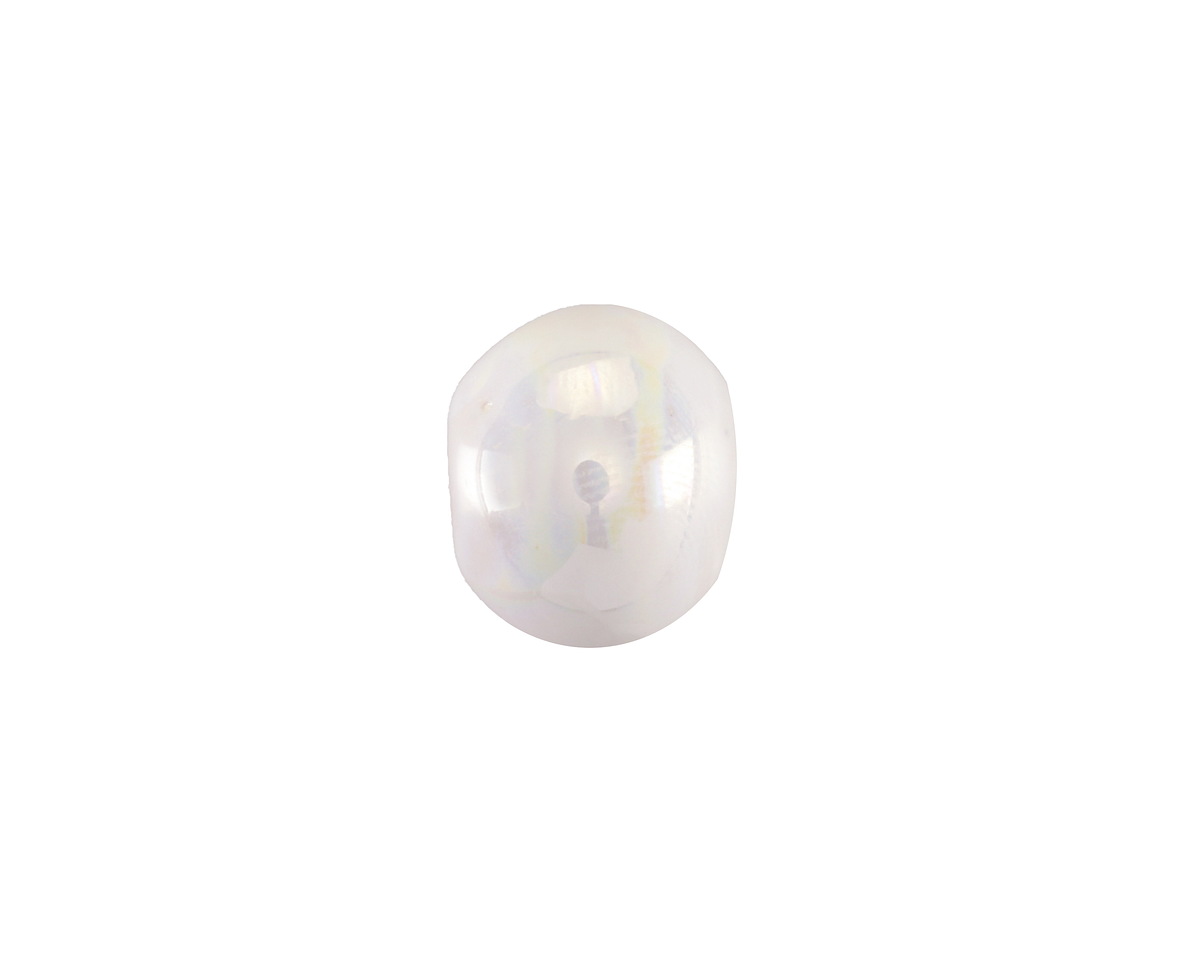 Mykonos Ceramic Iridescent White Rondelle 10x13mm