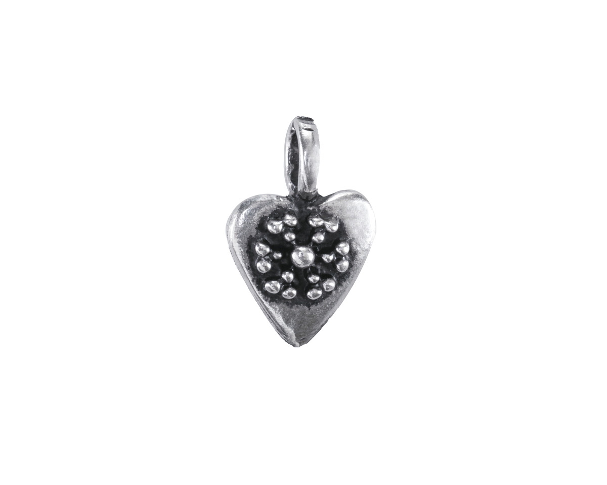 Mykonos Antique Silver (plated) Folksy Heart Focal 11x23mm