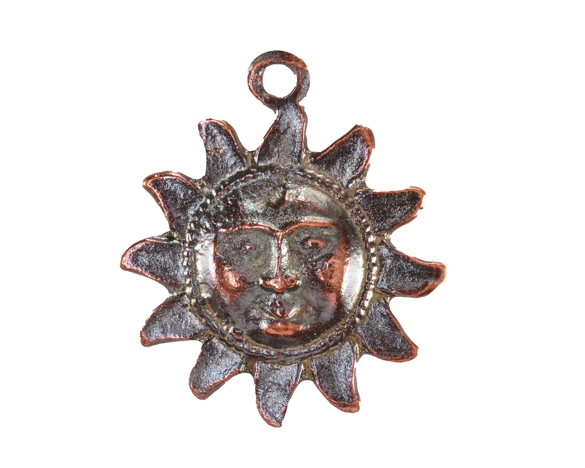 Mykonos Antique Copper (plated) Sun Face Focal 25x29mm