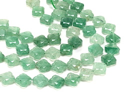 Green Strawberry Quartz Faceted Quatrefoil 13mm