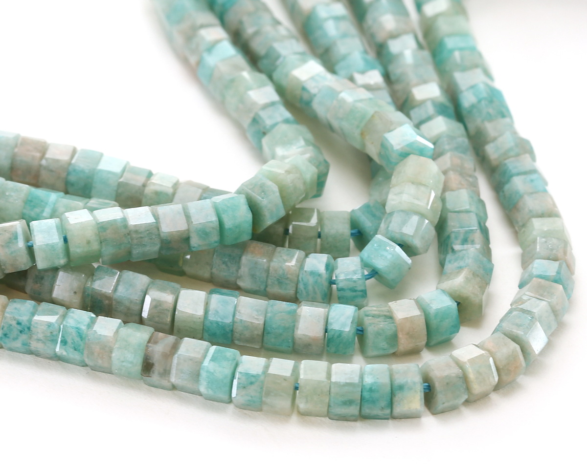 Brazil Amazonite Microfaceted Heishi 3x6mm