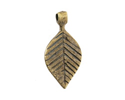 Mykonos Antique Brass (plated) Small Linear Leaf Drop 14x29mm