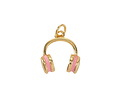 Rose Enamel w/ Gold Finish Headphones Charm 14x16mm