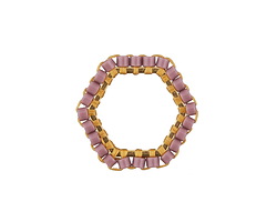 Lavender Miyuki Delicas Woven on Gold (plated) Stainless Steel Hexagon 16mm