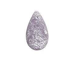 Czech Glass Textured Matte Moon Mist w/ Silver Luster Teardrop 30x18mm