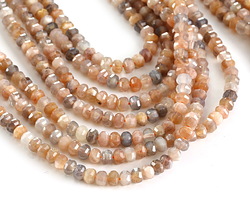 Moonstone (multi) Step Cut Faceted Rondelle 3x4mm