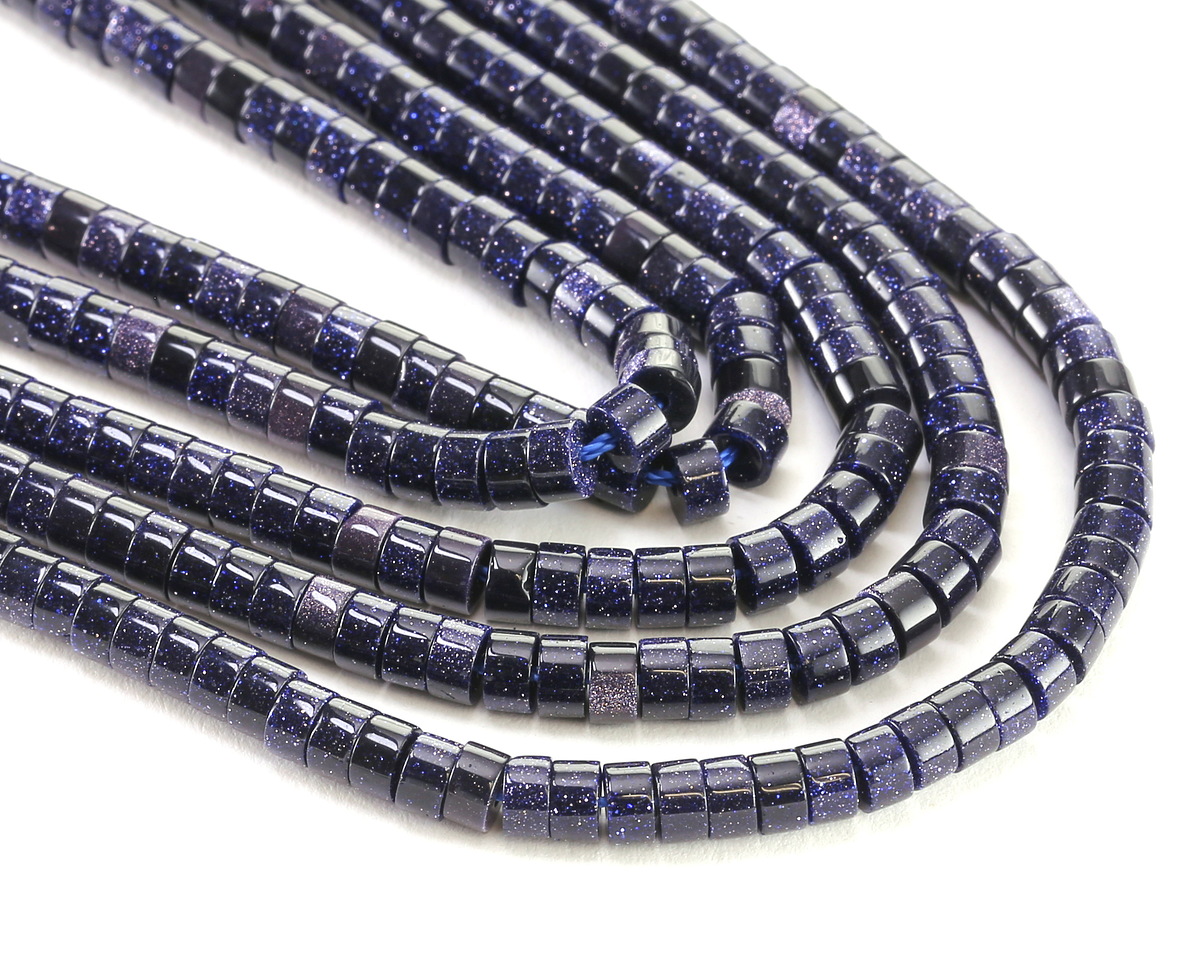 Blue Goldstone Heishi 2x4mm