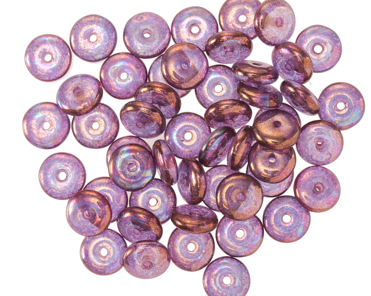 Czech Glass Purple w/ Mother of Pearl Finish Spacer 2x6mm