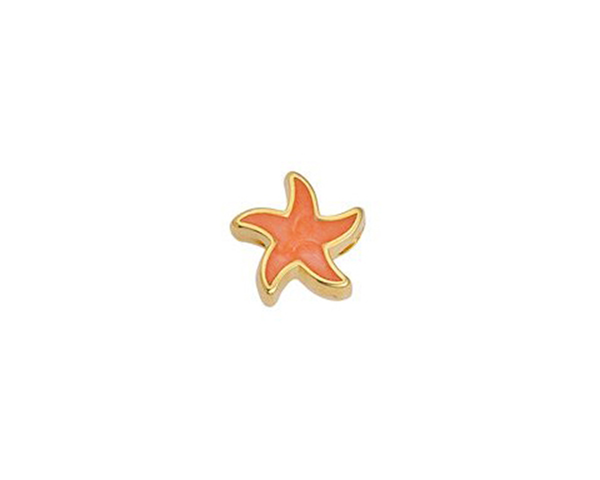 24K Gold (plated) Peach Pearl Enamel Starfish Bead 10mm