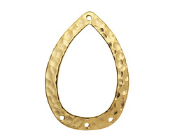 Vintaj 10K Gold (plated) Hammered Teardrop Chandelier 24x34mm