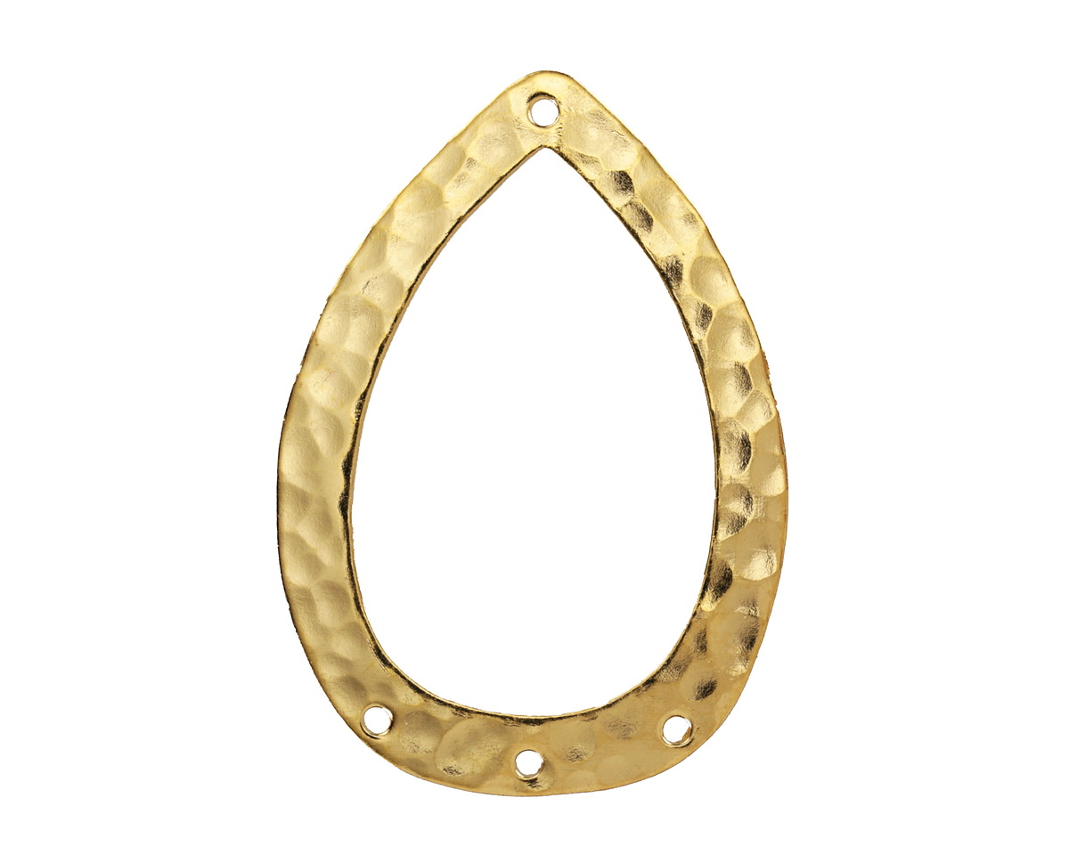 Vintaj 10K Gold (plated) Hammered Teardrop Chandelier 24x34mm
