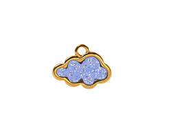 24K Gold (Plated) Transparent Sapphire Glitter Resin Cloud Focal 16x12mm